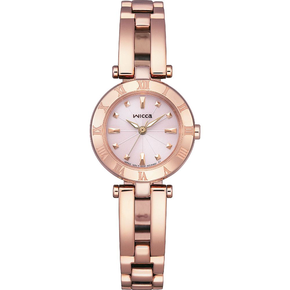 CITIZEN 星辰Wicca 廣告款 台灣限定款太陽能女錶-玫瑰金x粉/24mm(KP2-621-93)