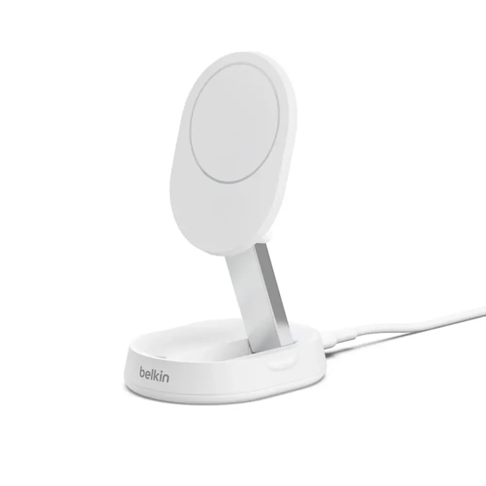 Belkin 貝爾金 BoostCharge Pro Qi2 15W 折疊式磁性無線充電座 WIA008/ 白色