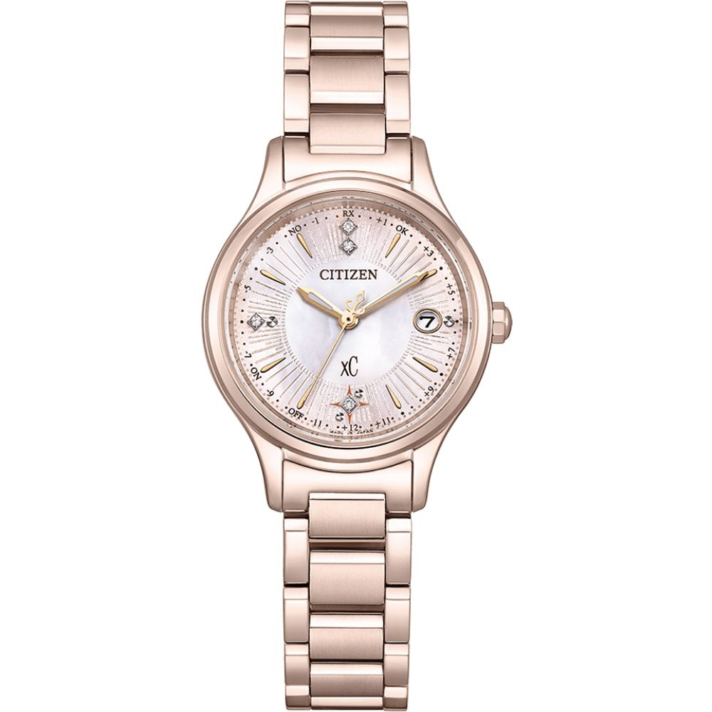 CITIZEN 星辰XC 輕奢光限量款 晨光 光動能鈦金屬電波女錶/ ES9497-61X