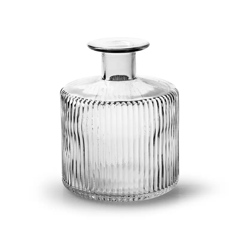 荷蘭Jodeco Glass玻璃花器/ Nick窄口寬瓶豎紋/ 透明/ 高11.5cm