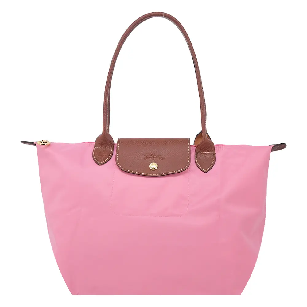 LONGCHAMP LE PLIAGE系列長把再生尼龍摺疊水餃包(中/棉花糖粉)/平行輸入