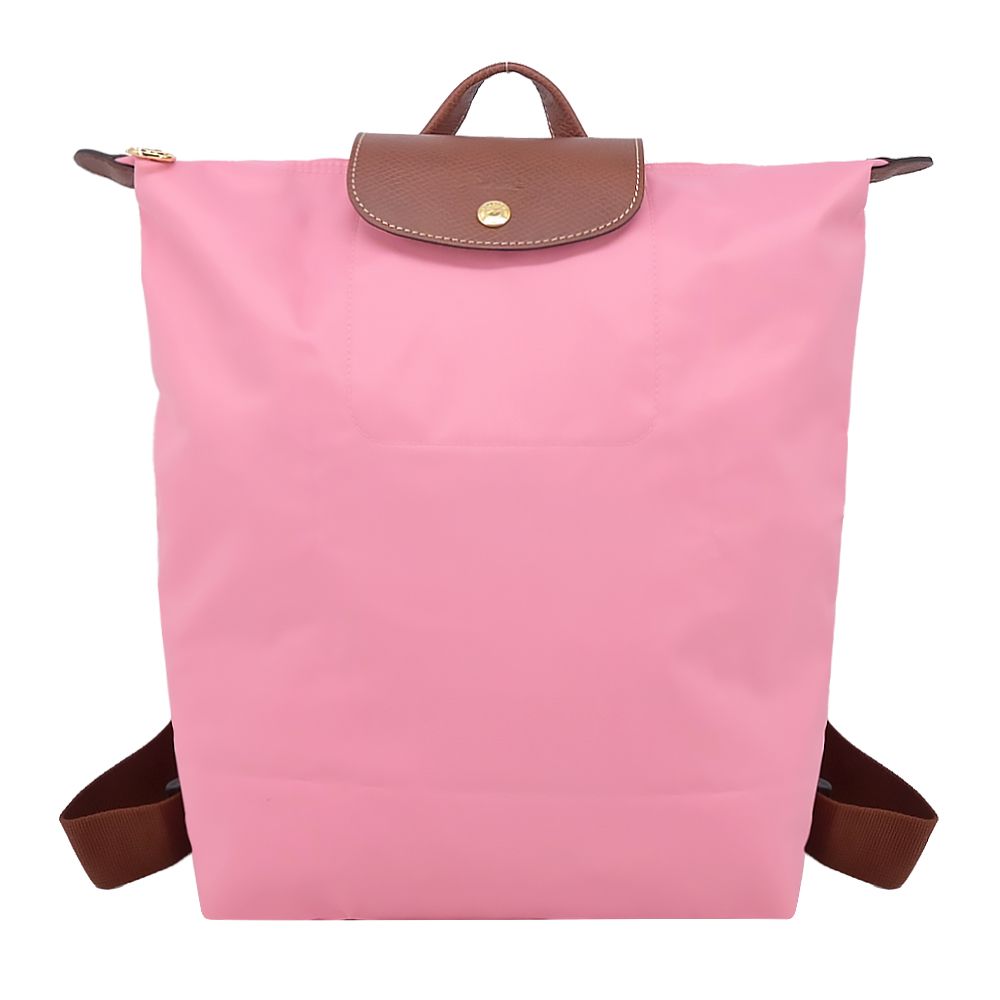 LONGCHAMP LE PLIAGE系列再生尼龍摺疊後背包(中/棉花糖粉)/平行輸入