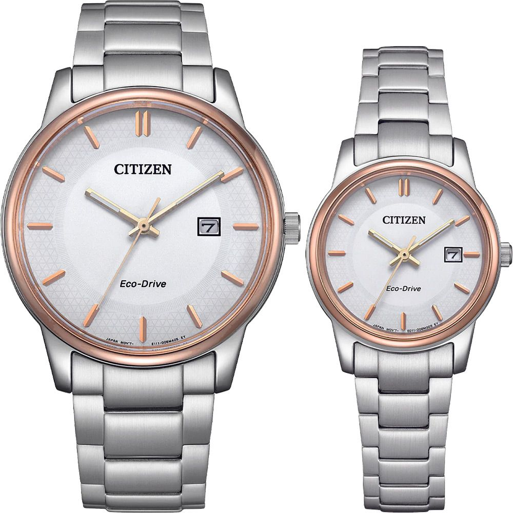 CITIZEN 星辰光動能經典情侶手錶 對錶-白/ BM6979-74A+EW2319-71A