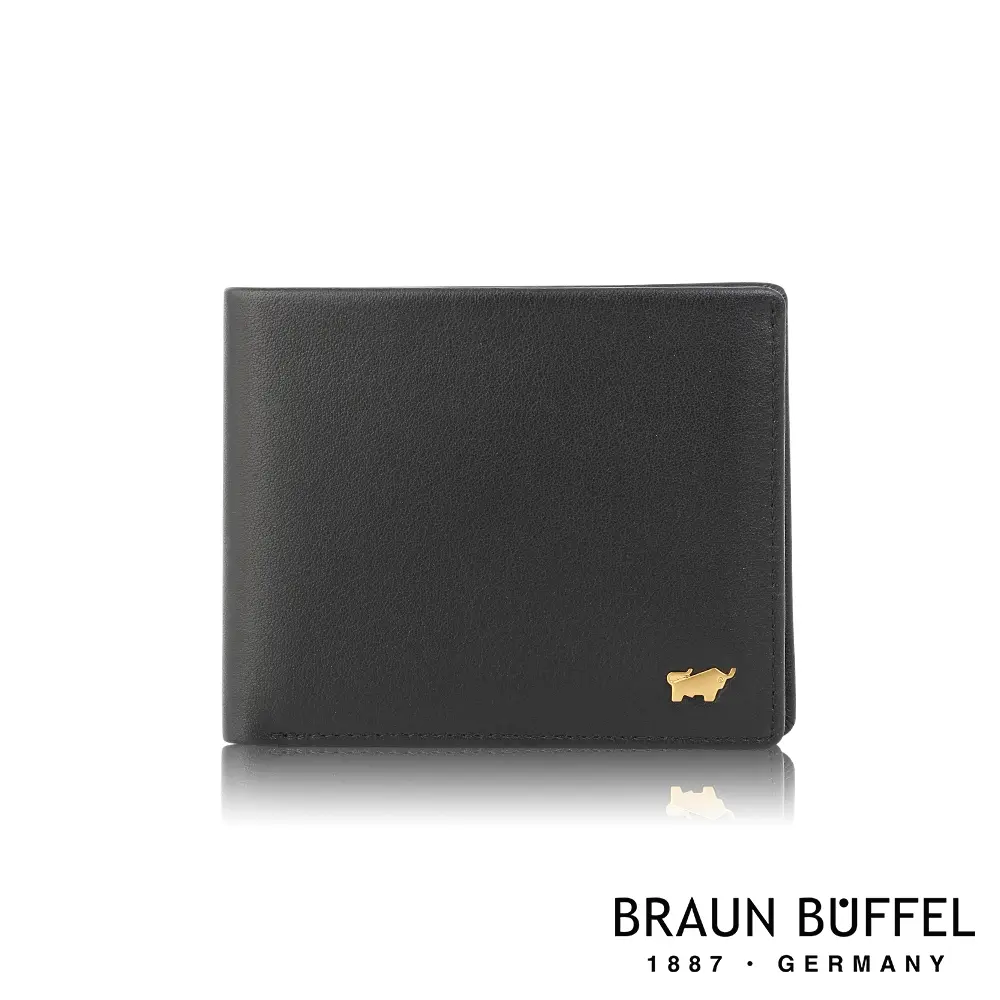 【BRAUN BUFFEL 德國小金牛】台灣總代理 新遊牧族-TW 5卡透明窗皮夾-黑色/BF380-316-BK