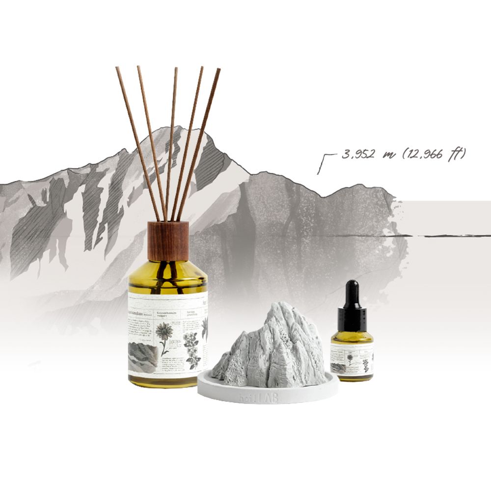 【hoi!LAB】台灣百岳組合-造型擴香石(灰)*1+水氧機精油15ML*1+精油擴香180ML*1(超值組)/ 玉山薔薇