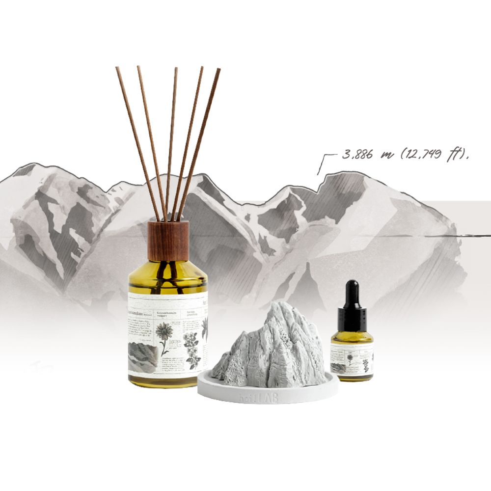 【hoi!LAB】台灣百岳組合-造型擴香石(灰)*1+水氧機精油15ML*1+精油擴香180ML*1(超值組)/ 雪山冬青