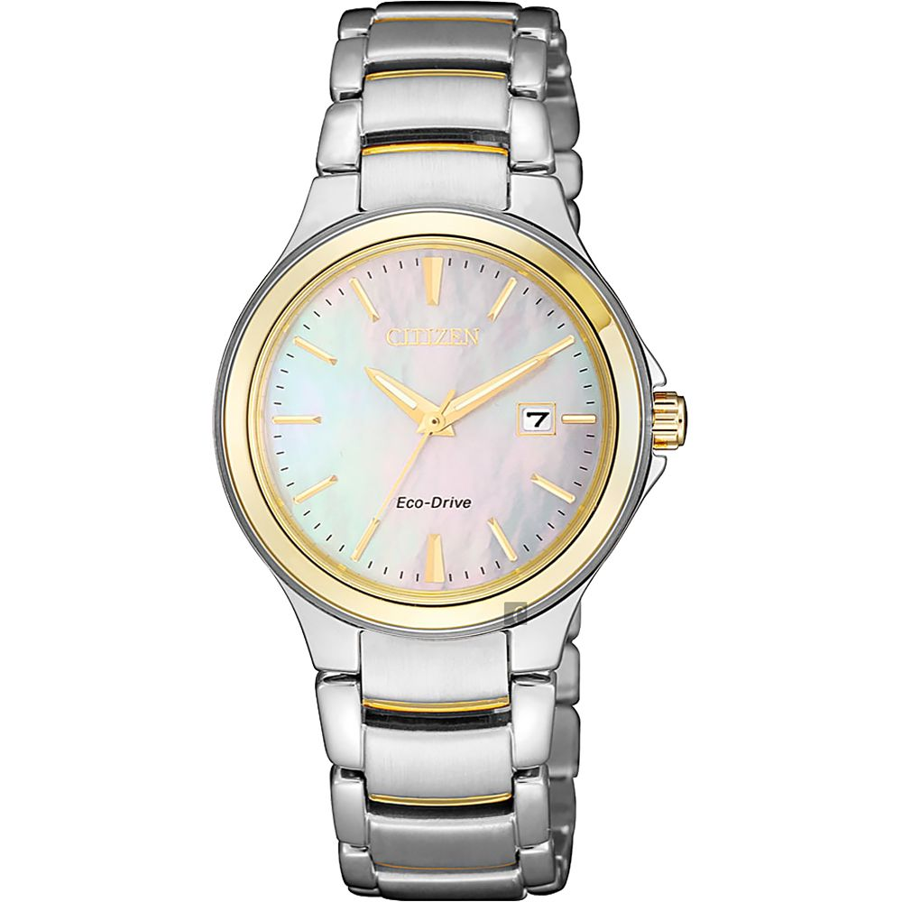 CITIZEN 星辰限量光動能浪漫女錶-珍珠貝x金圈29mm/ EW2524-55N