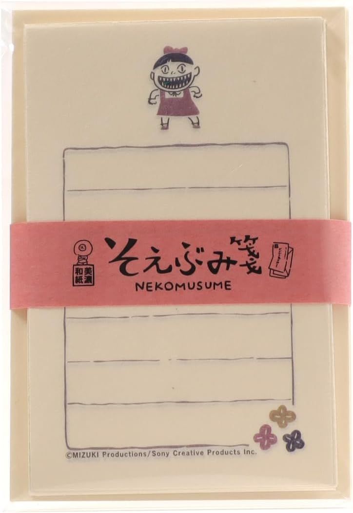 日本紀寺商事x古川紙工 便條式信封信紙組/ 鬼太郎/ 貓女