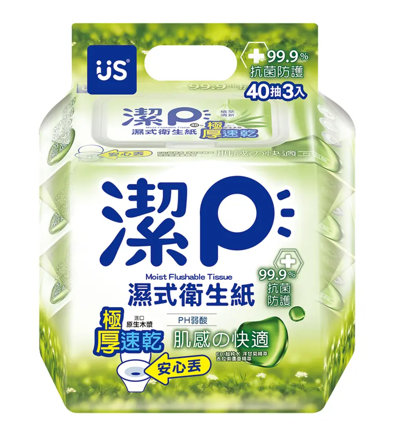 優生潔P濕式衛生紙/ 植萃清新/ 40抽*3入