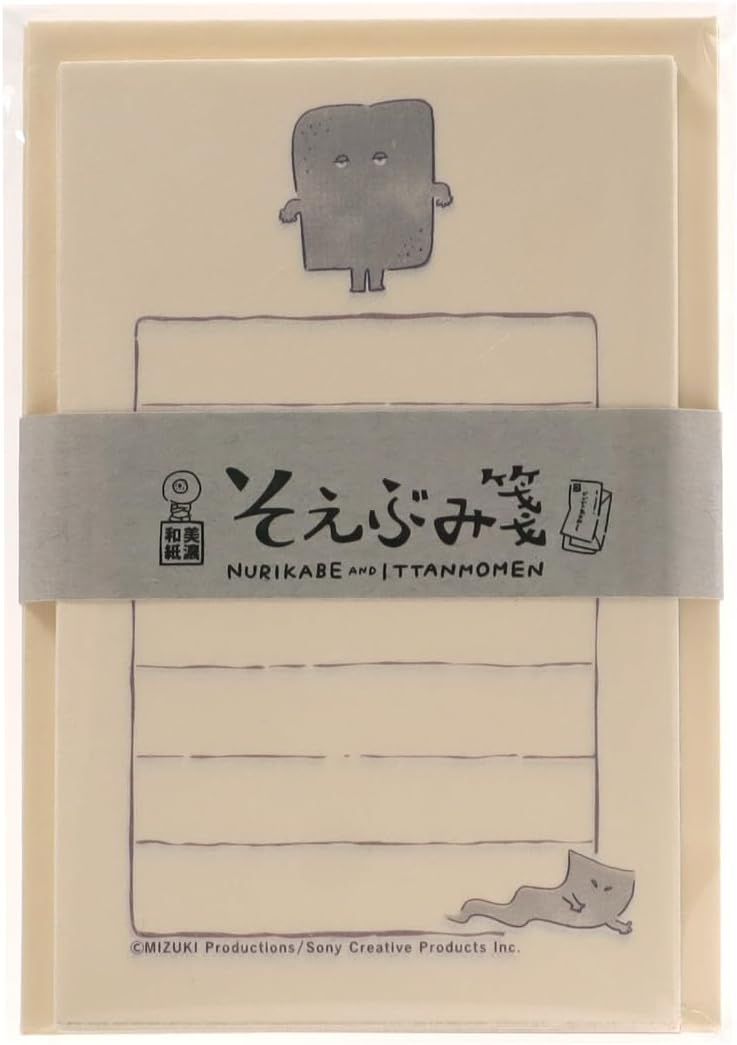 日本紀寺商事x古川紙工 便條式信封信紙組/ 鬼太郎/ 塗壁  一反木棉