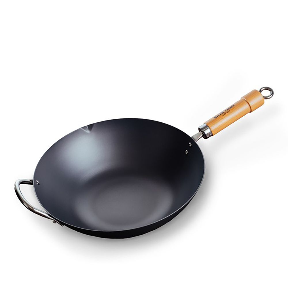 RIVER LIGHT極PREMIUM日本製窒化鐵北京炒鍋 33cm(無塗層、IH 對應、鐵炒鍋、深炒鍋)