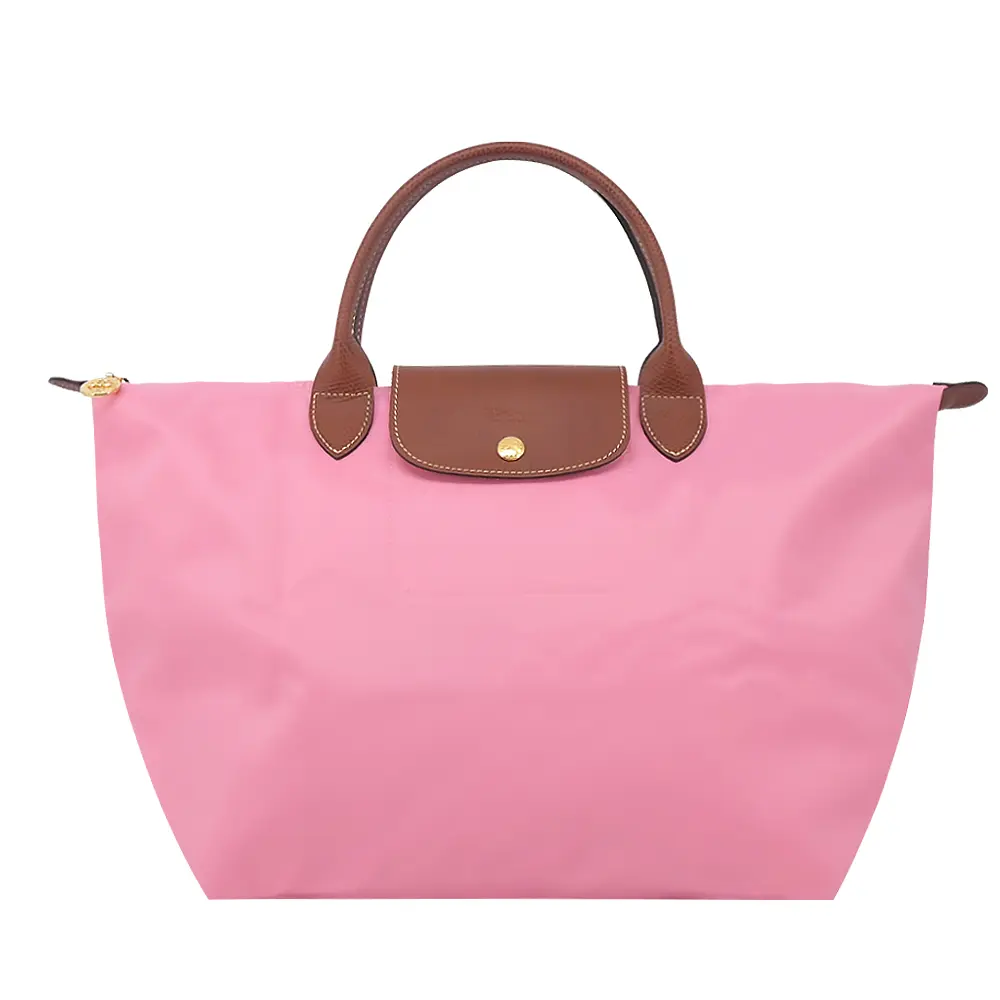 LONGCHAMP LE PLIAGE系列短把再生尼龍摺疊水餃包(中/棉花糖粉)/平行輸入