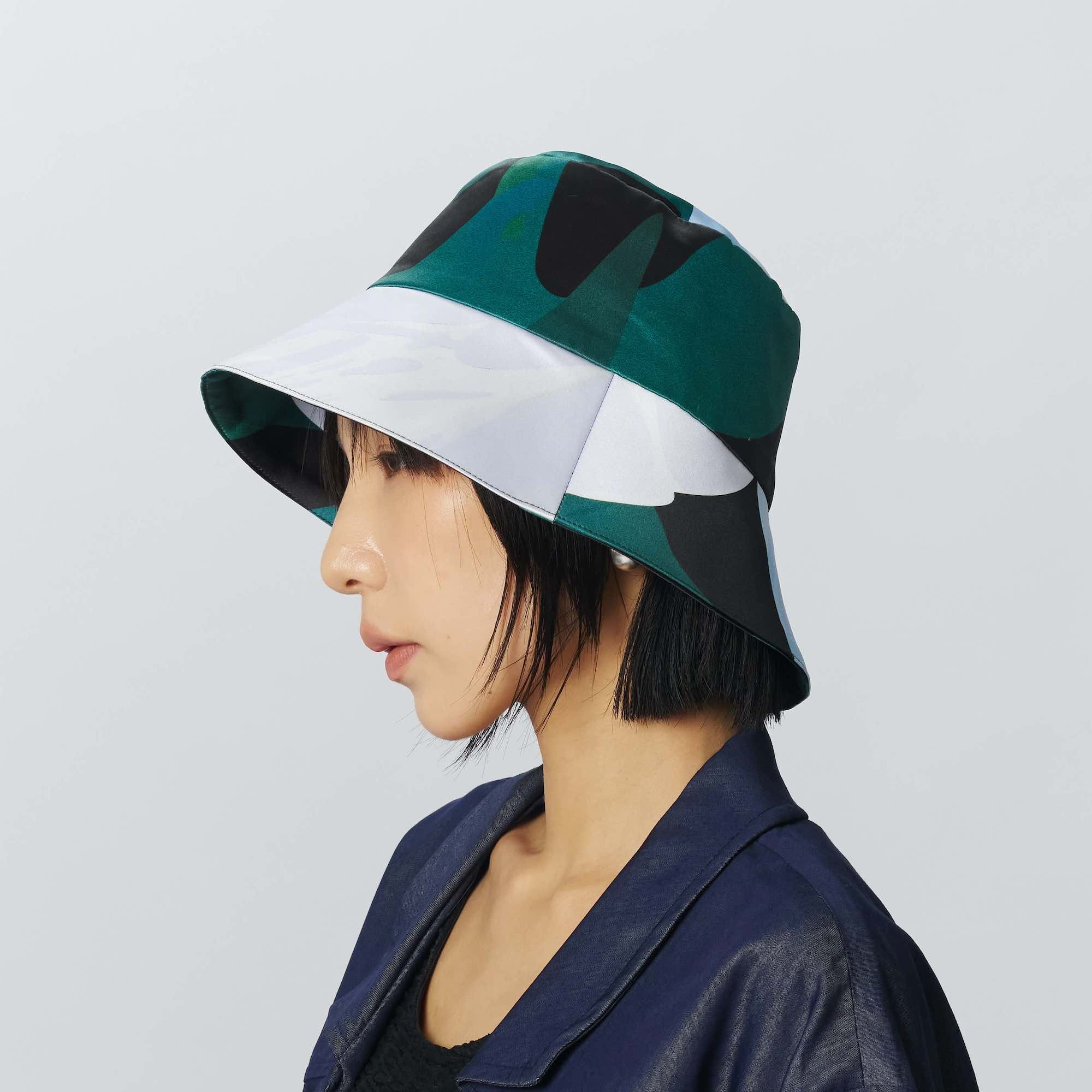 SEW INCORPORATION 黑綠色復古奢華印花漁夫帽