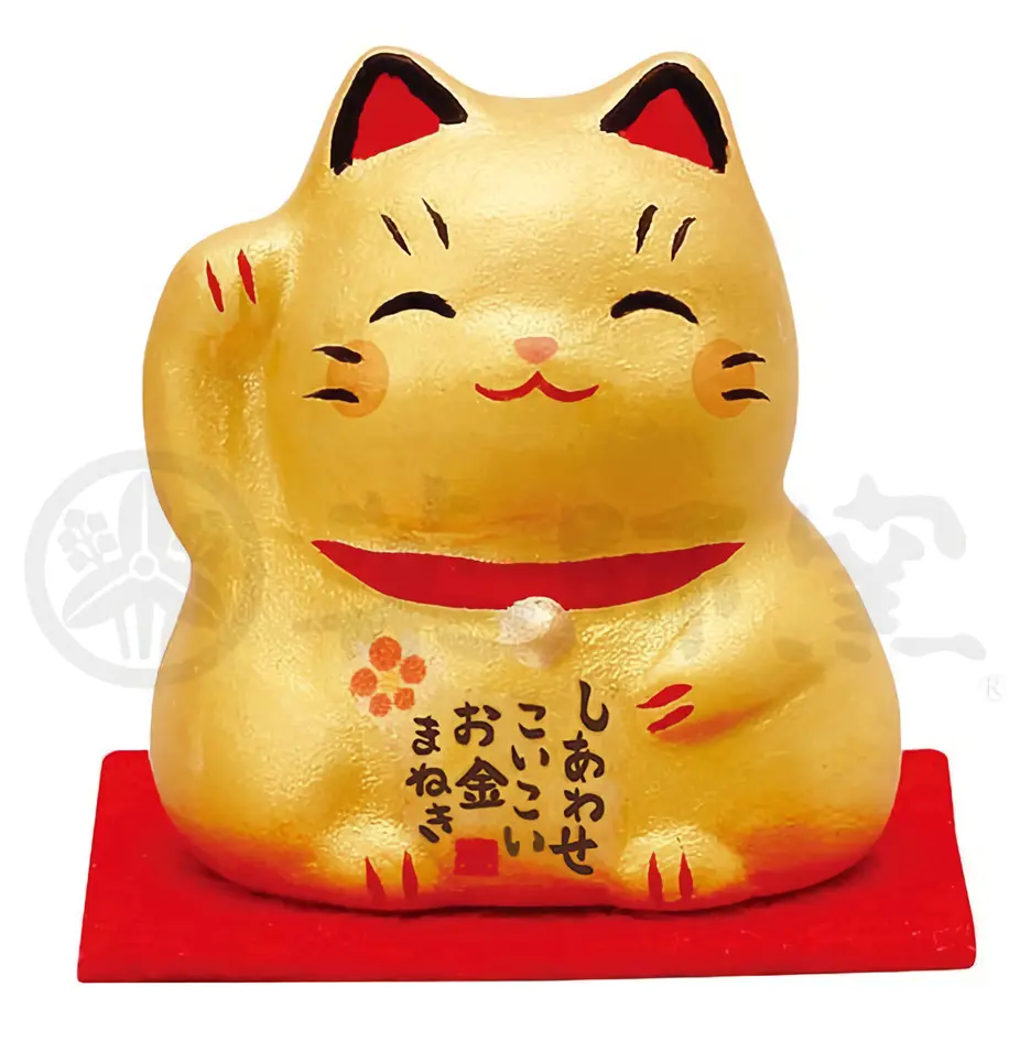日本藥師窯錦彩大福招財貓/ 金