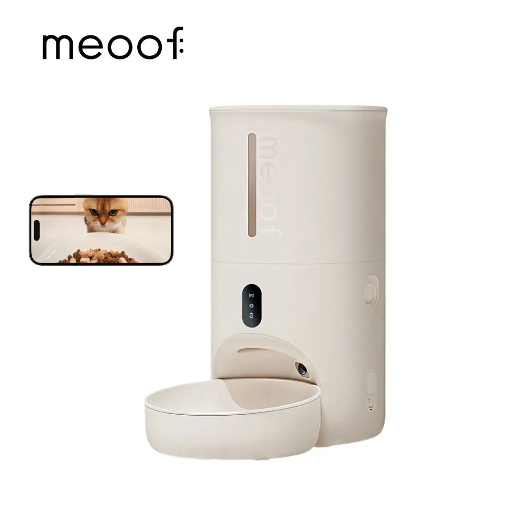 大廣角 隨時錄影▶meoof 蛋捲餵食器 視訊版 獨享碗