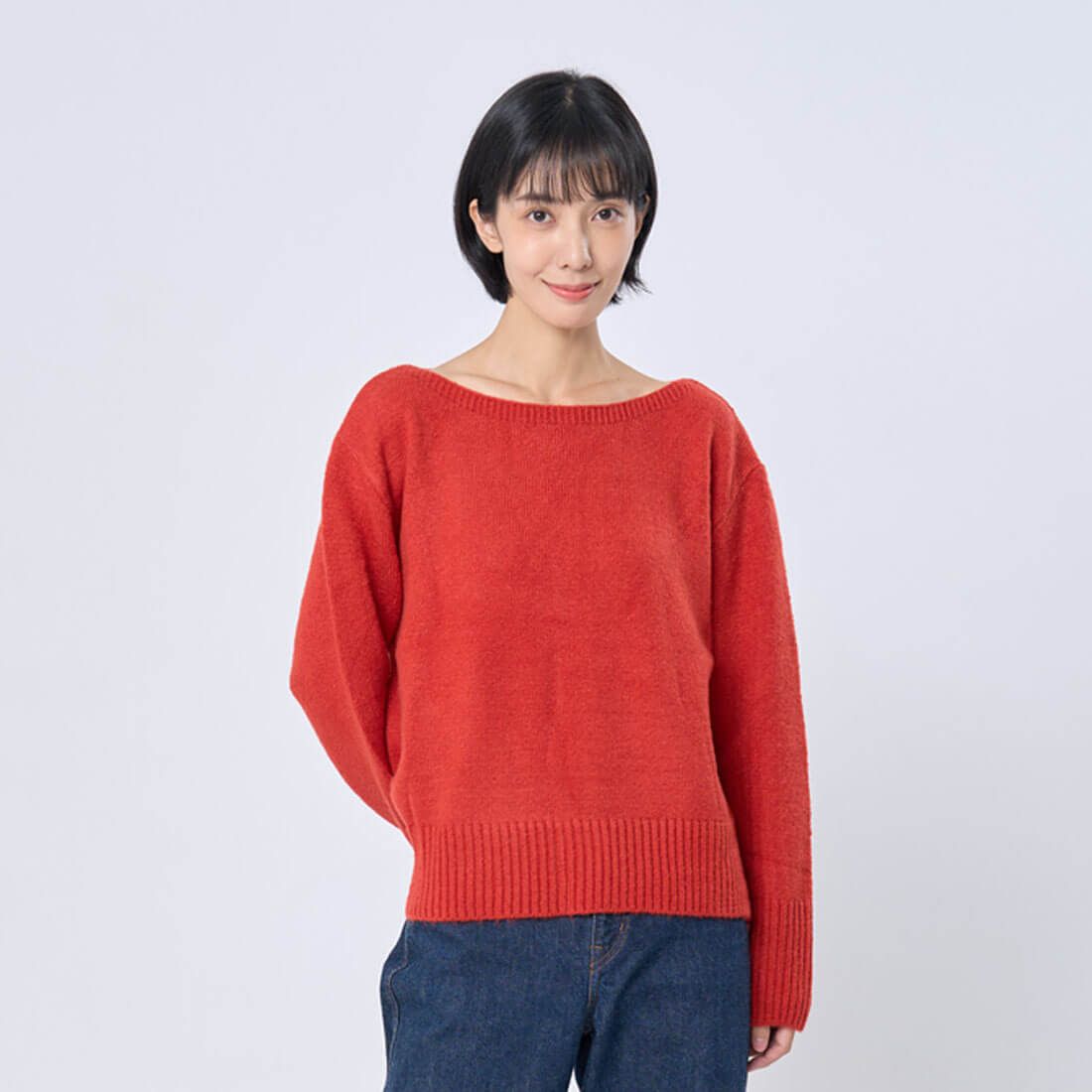 好我 so that's me Hillary船型領平針羅文針織毛衣/ 紅 FREE SIZE