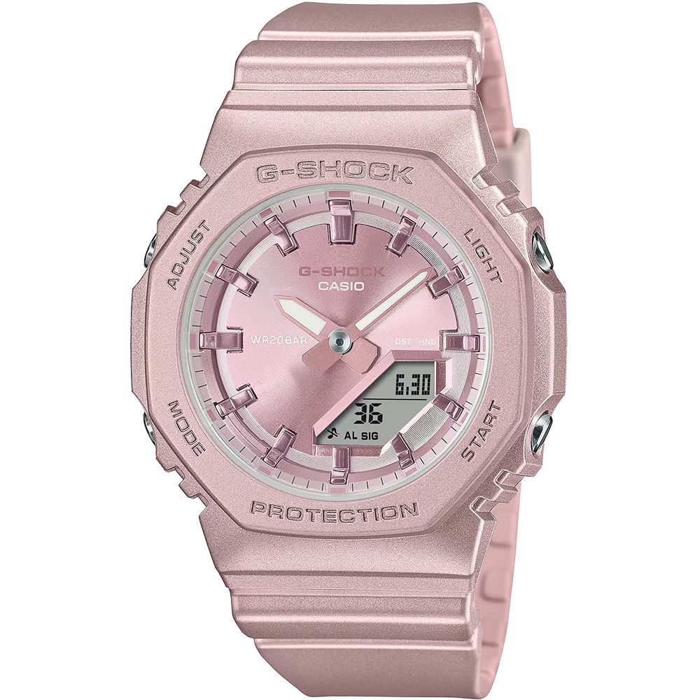 CASIO 卡西歐 G-SHOCK 珍珠光系列八角手錶 女錶粉紅色 GMA-P2100ST-4A