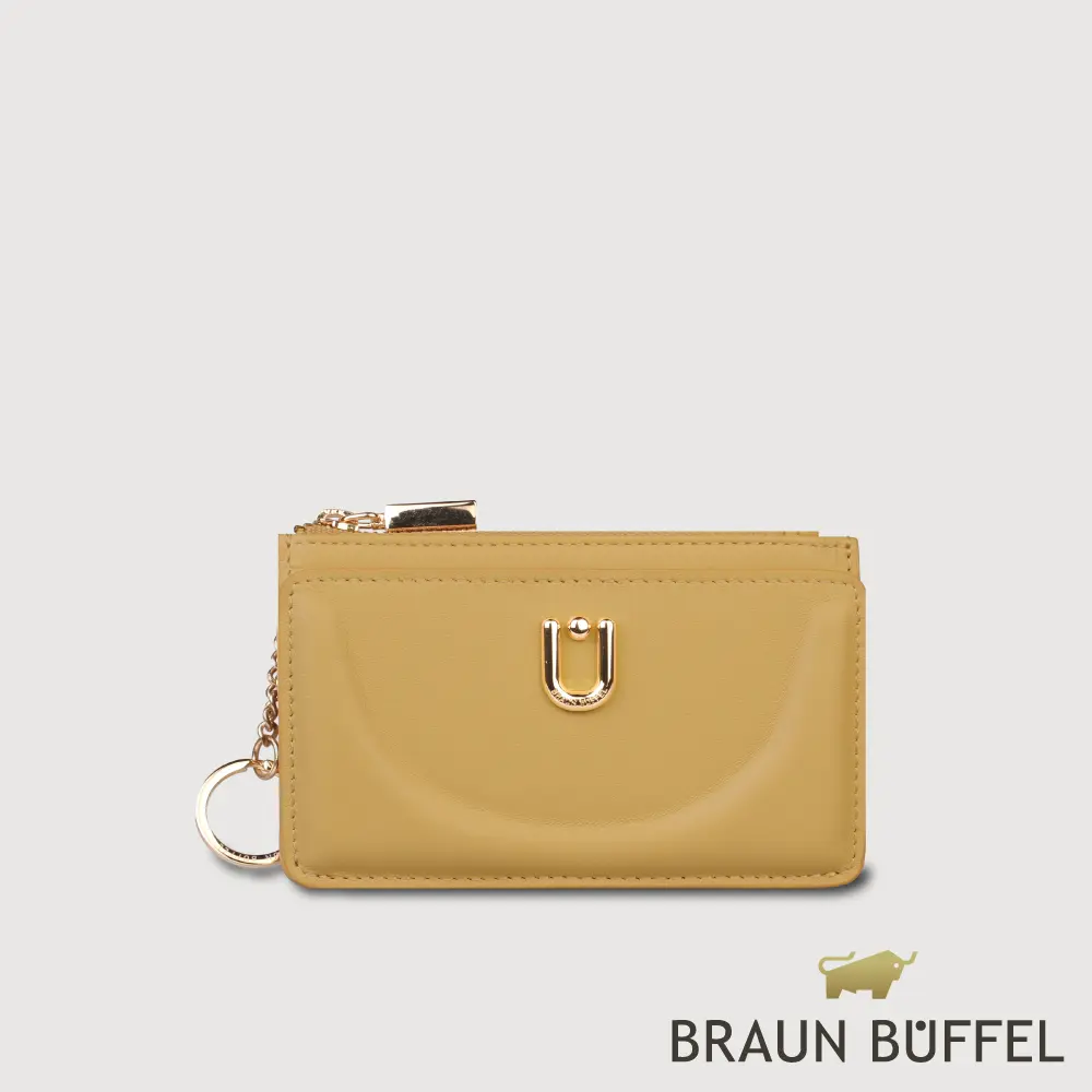 【BRAUN BUFFEL 德國小金牛】台灣總代理 艾拉娜 拉鍊零錢袋卡夾-淺棕色/BF846-145-CR