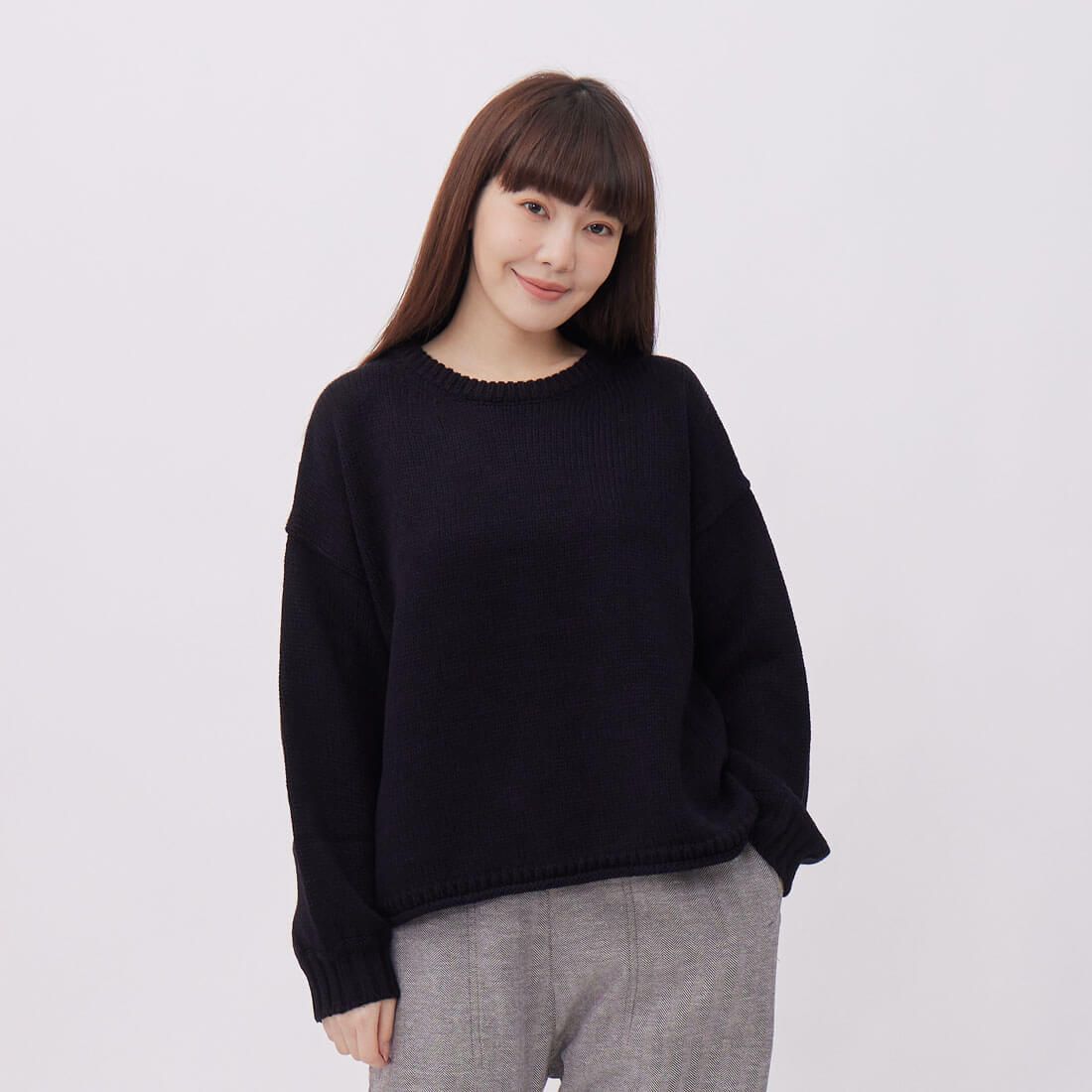 好我 so that's meElva小拋袖圓領寬版針織上衣/ 黑 FREE SIZE