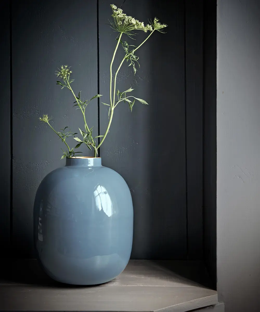 PIP STUDIO 金屬藍色橢圓形花瓶32cm