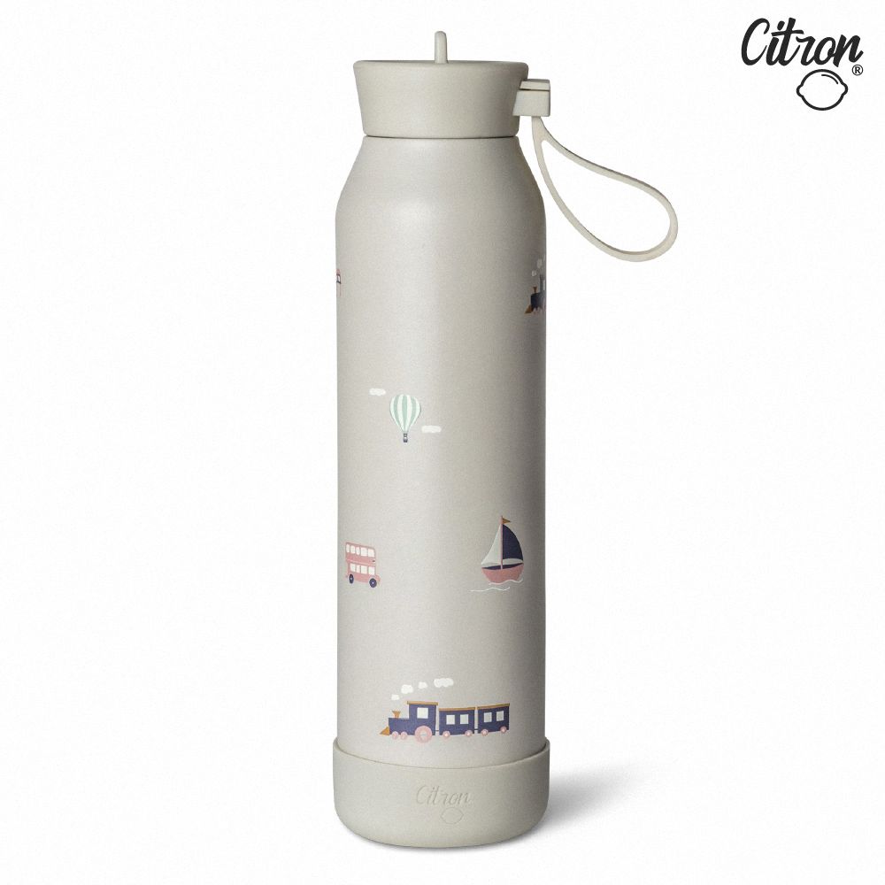 【Citron】矽膠提把三層保溫瓶_500ml/ 米白色/ 交通工具