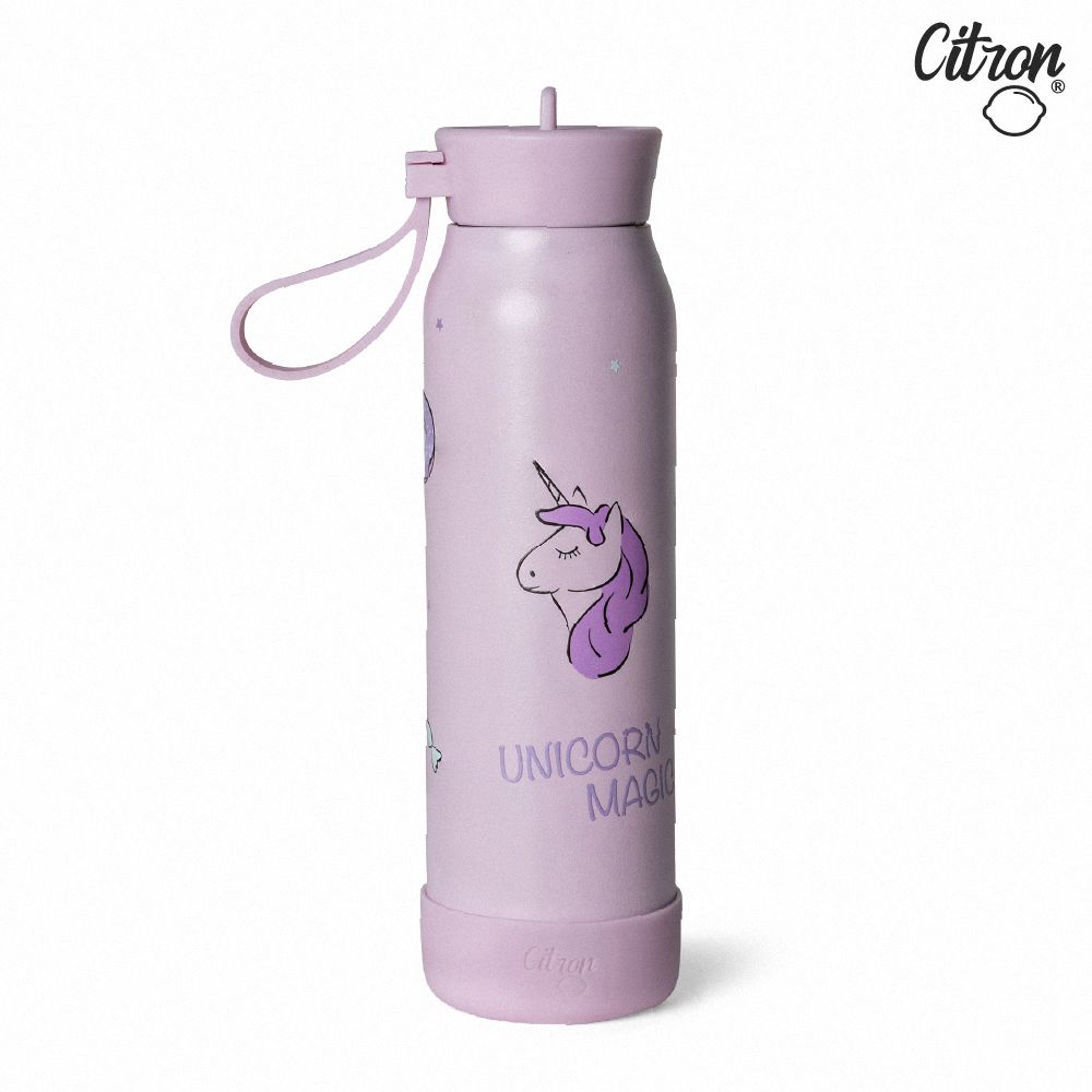 【Citron】矽膠提把三層保溫瓶_350ml/ 紫色/ 夢幻獨角獸