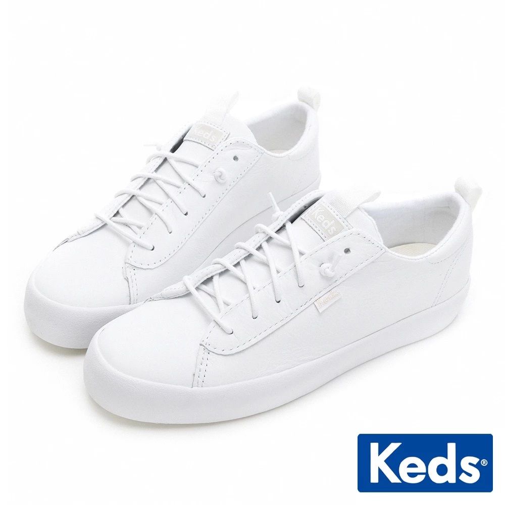 【KEDS】KICKBACK 舒適免綁帶皮革休閒鞋-白 女款 9213W123335/ US 8.5 (25.5cm)