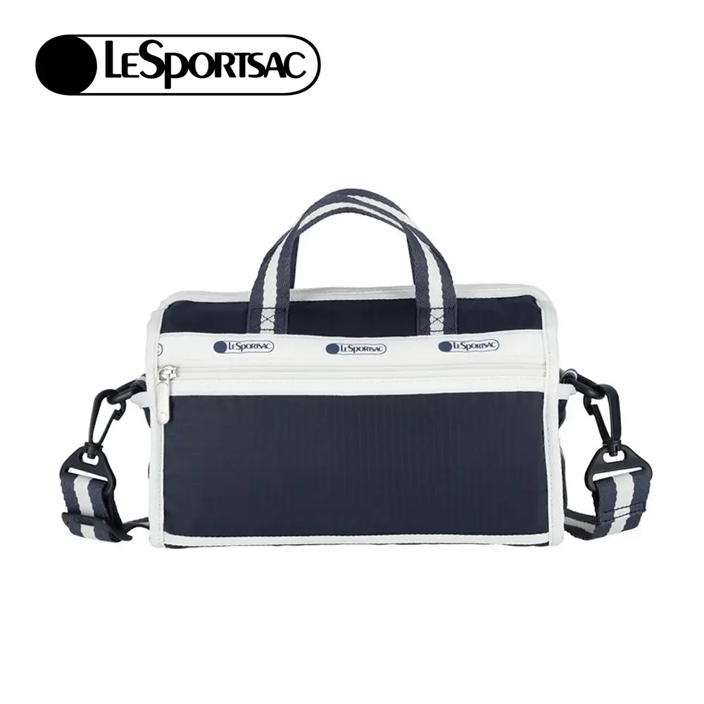 Lesportsac Mini Duffel Crossbody 運動風手提肩背兩用小包/ 條紋海軍藍