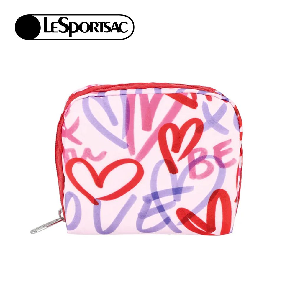Lesportsac Square Cosmetic 方形收納化妝包/ 愛情便條手繪風