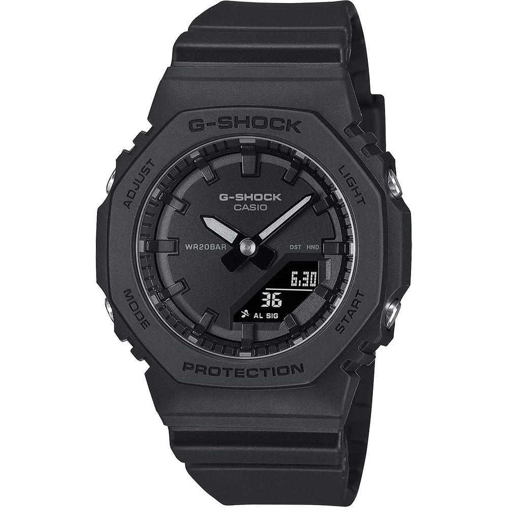 CASIO 卡西歐 G-SHOCK 單色美學八角手錶 中性錶 女錶 GMA-P2100BB-1A