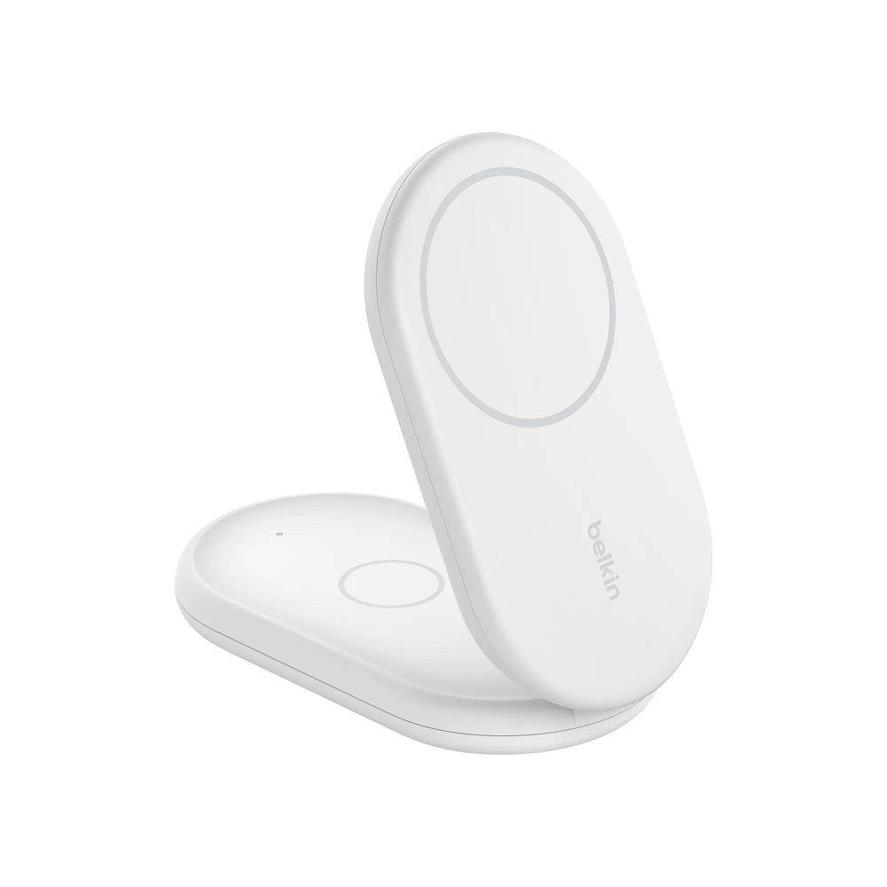 Belkin 貝爾金 BoostCharge 2合1 Qi2 15W磁力可摺疊無線充電器 WIZ028/ 白色