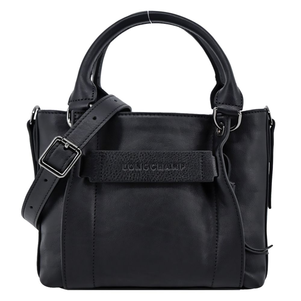 LONGCHAMP 3D系列小牛皮手提/斜背兩用包(小/黑)/平行輸入