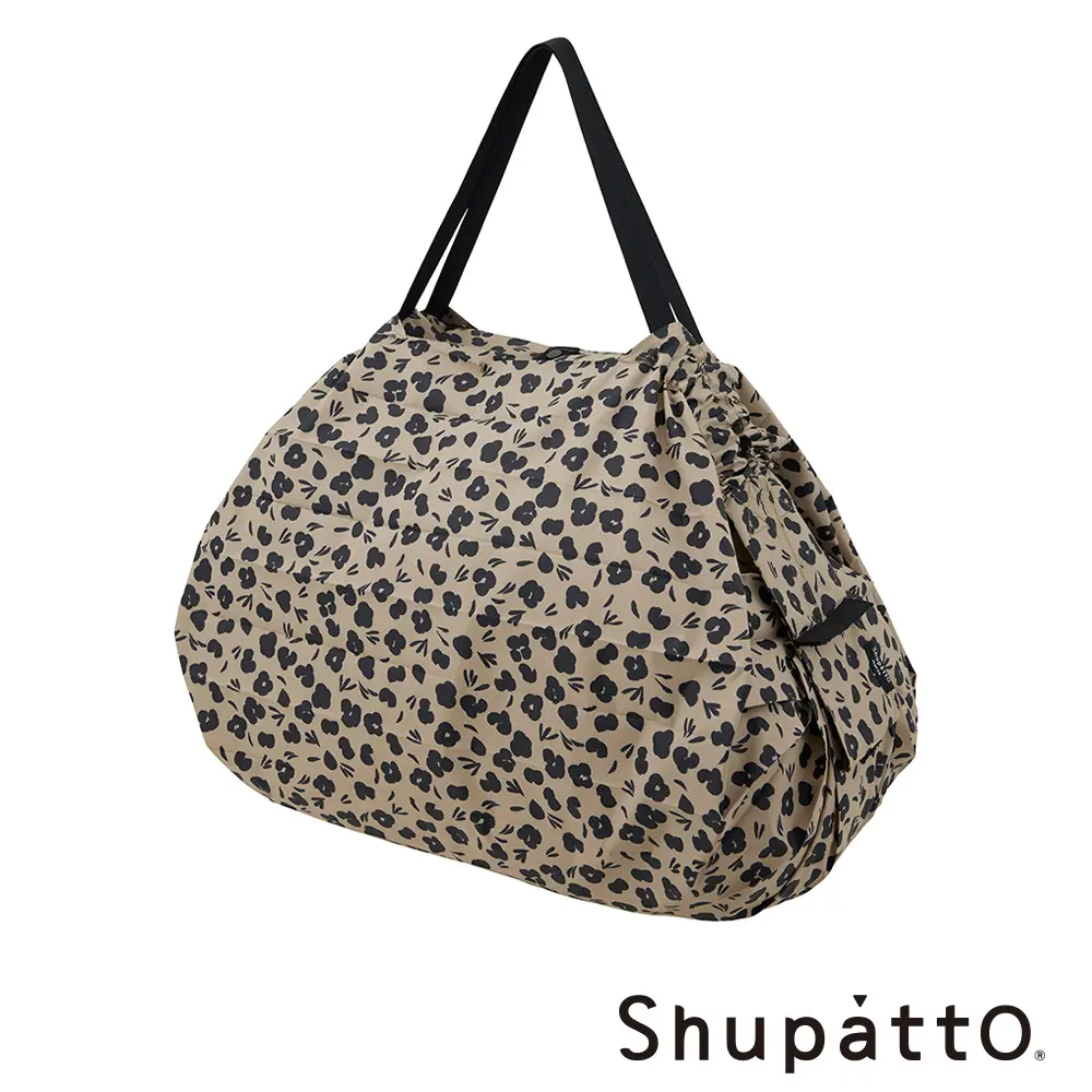 Shupatto 燈籠型都會時尚系列秒收環保啪啪包-大 / 豹紋駝