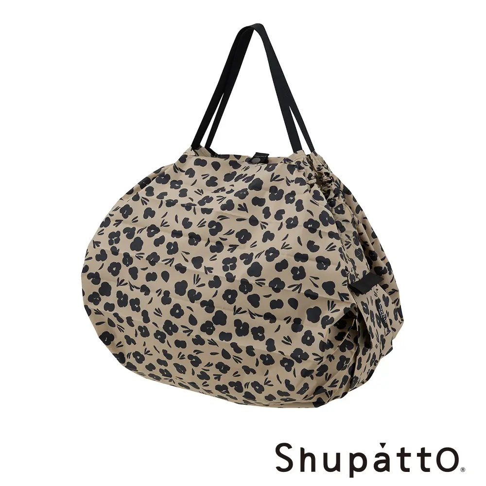 Shupatto 燈籠型都會時尚系列秒收環保啪啪包-中 / 豹紋駝
