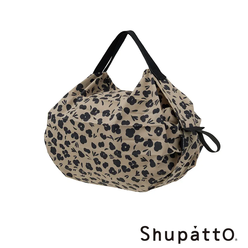 Shupatto 燈籠型都會時尚系列秒收環保啪啪包-小 / 豹紋駝