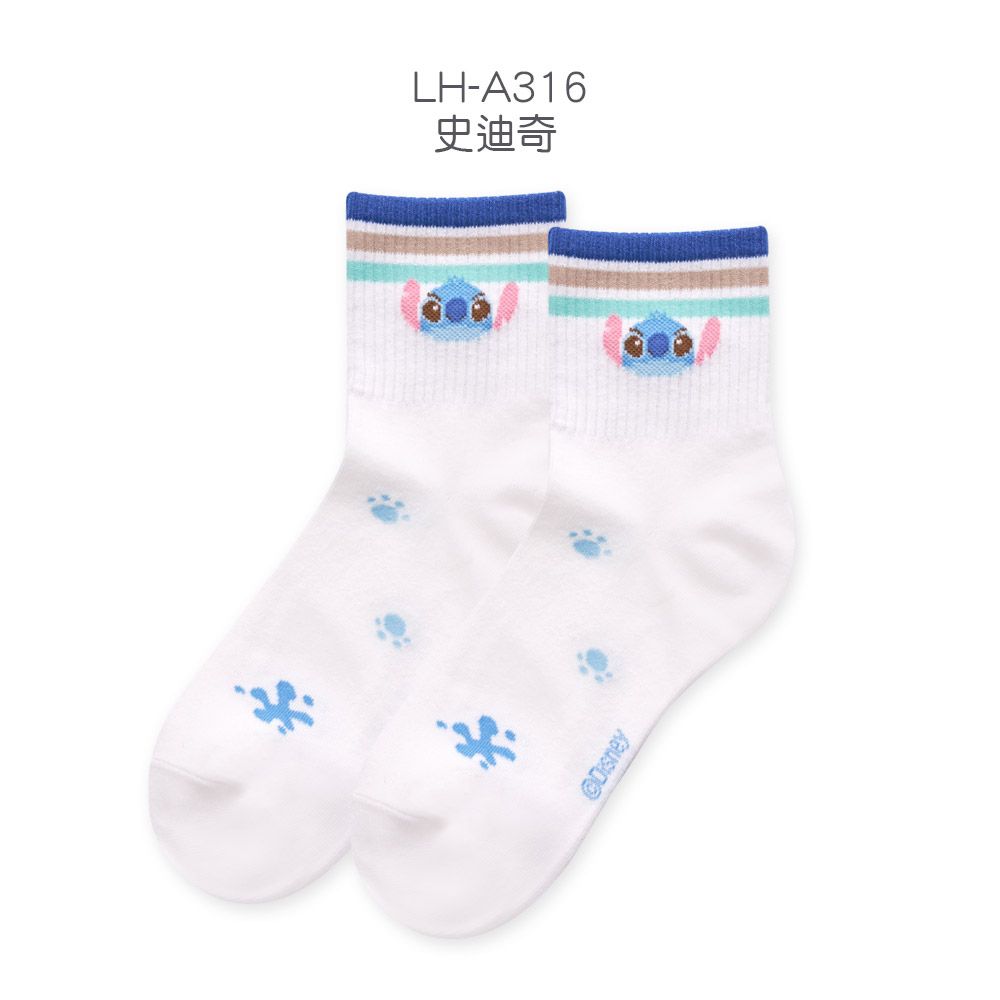 【ONEDER旺達棉品】迪士尼趣味系列中筒襪/ 史迪奇/ 22-26