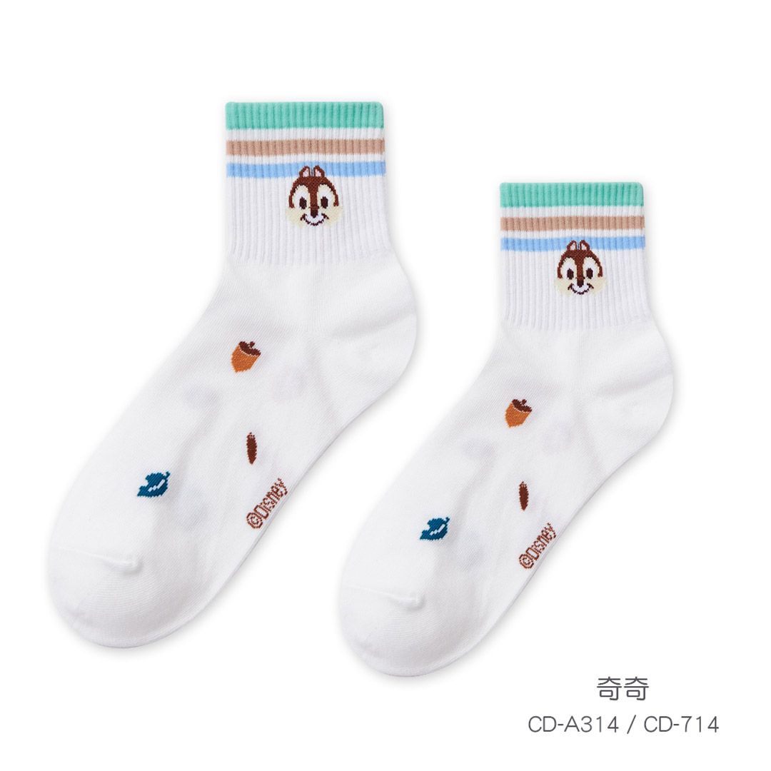 【ONEDER旺達棉品】迪士尼趣味系列親子中筒襪/ 奇奇/ 22-26