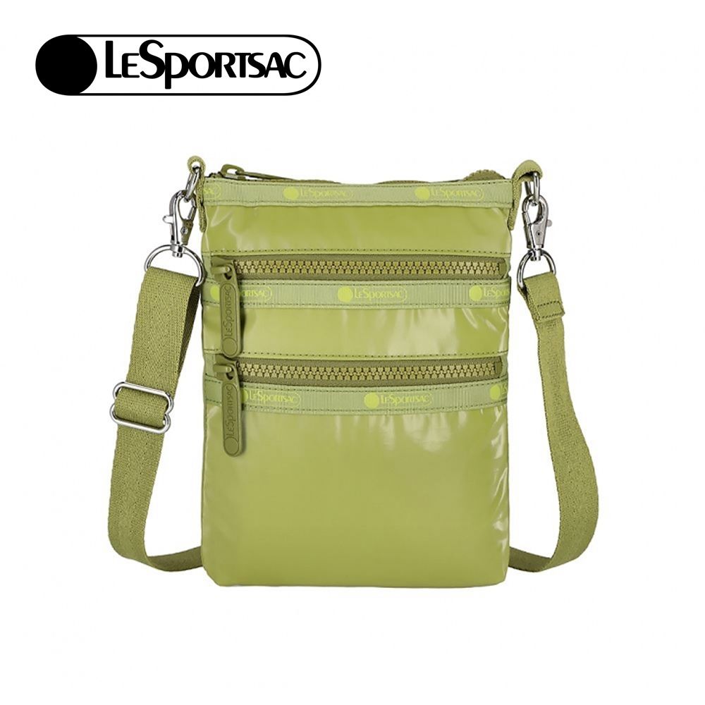 Lesportsac 3 Zip Crossbody 三層拉鍊斜背包 手機包/ 亮面橄欖綠
