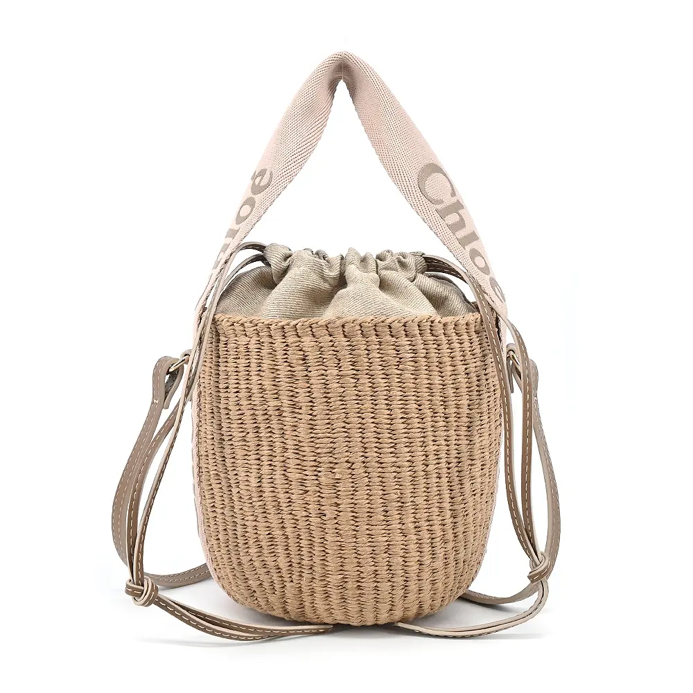 Chloe Woody Basket 草編水桶包(小號/粉色)平行輸入