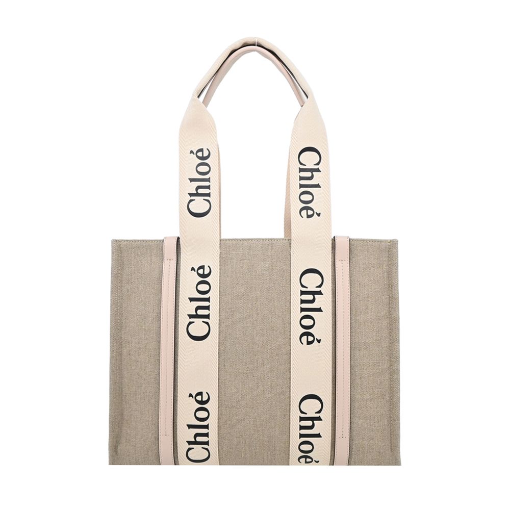 Chloe Woody tote bag帆布托特包(中號/粉色) /平行輸入