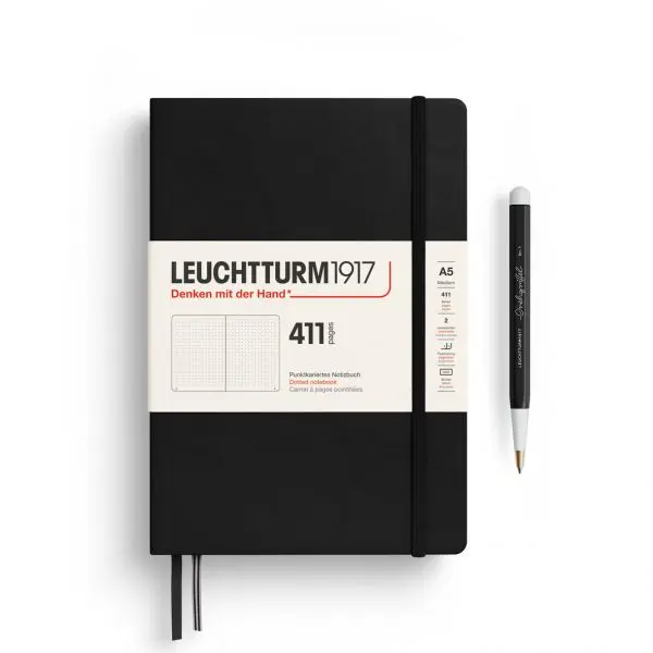 德國 LEUCHTTURM1917 411 硬殼筆記本/ A5/ 黑/ 方點