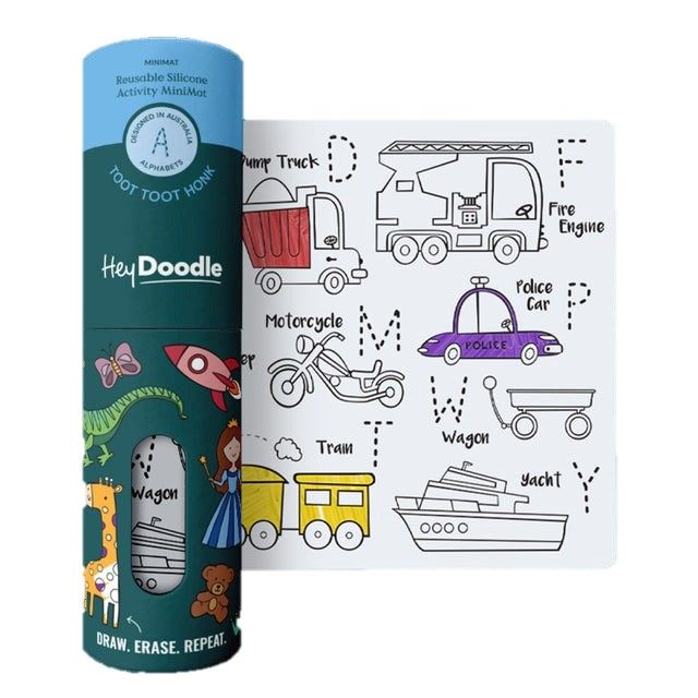 HeyDoodle 矽膠畫墊迷你桶裝-交通工具
