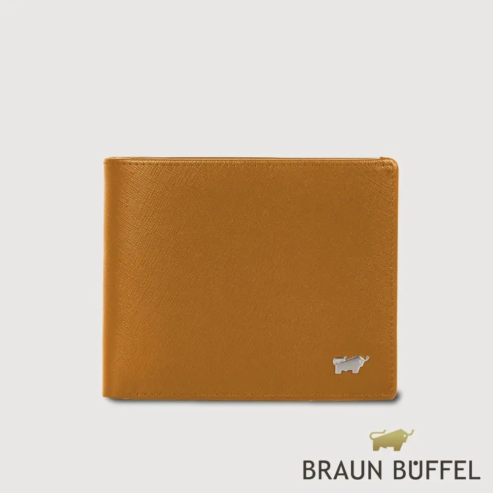 【BRAUN BUFFEL 德國小金牛】台灣總代理 亞當 4卡零錢袋皮夾-淺棕色/BF504-315-CS