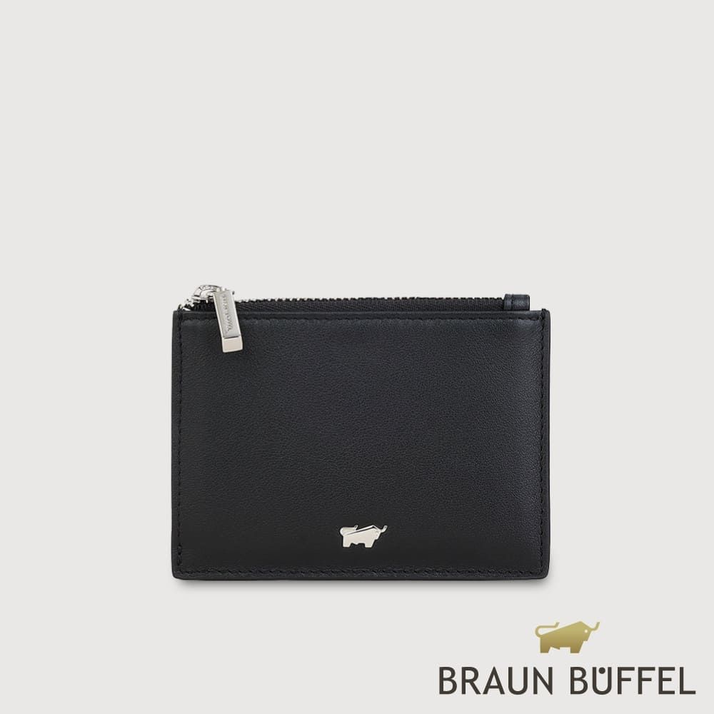【BRAUN BUFFEL 德國小金牛】台灣總代理 維那斯-B 拉鍊零錢包-黑色/BF849-163-BK