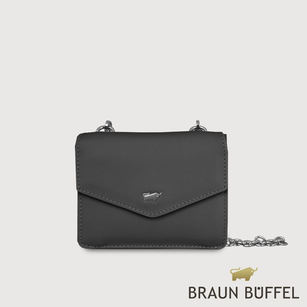 【BRAUN BUFFEL 德國小金牛】台灣總代理 維那斯-B 6卡附背帶女夾-黑色/BF849-720-BK