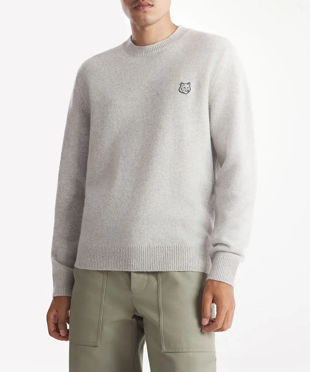 MAISON KITSUNÉ 北方雨滴灰變化狐狸頭LOGO經典毛衣_男/ S