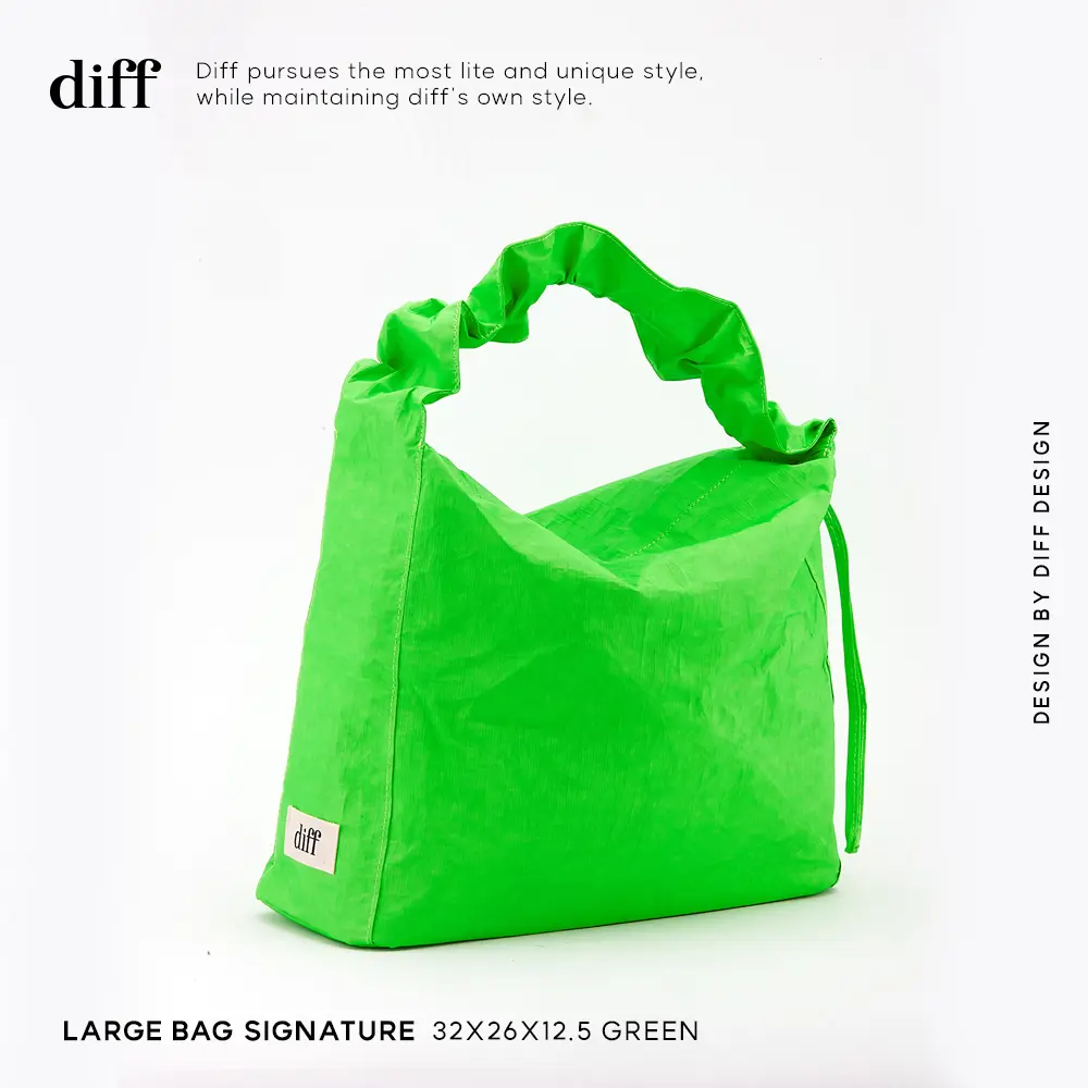 韓國Diff Large Signature Bag流浪包/ 經典大款肩背包/ 托特包/ 綠色