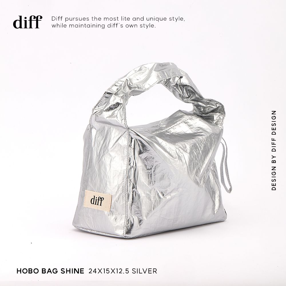 韓國Diff Hobo Signature Bag流浪包/ 閃耀款/ 肩背包/ 托特包/ 銀色