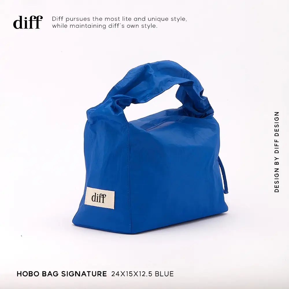 韓國Diff Hobo Signature Bag流浪包霓虹肩背包/ 托特包/ 5 Colors/ 藍色