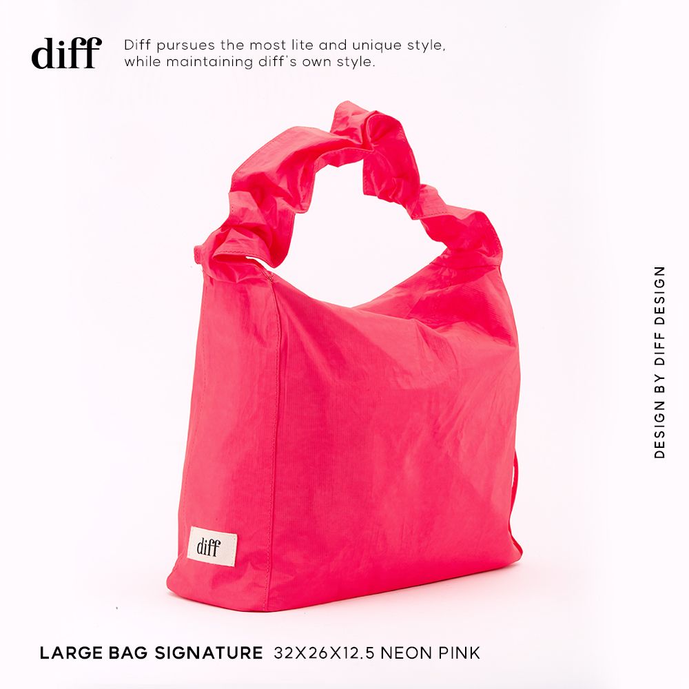 韓國Diff Large Signature Bag流浪包/ 經典大款肩背包/ 托特包/ 粉色